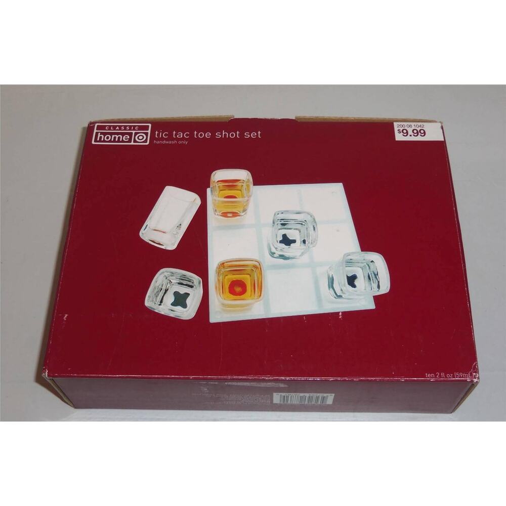 NIB Tic Tac Toe Drinking Game Shot Glass Set Classic Home -0214T03